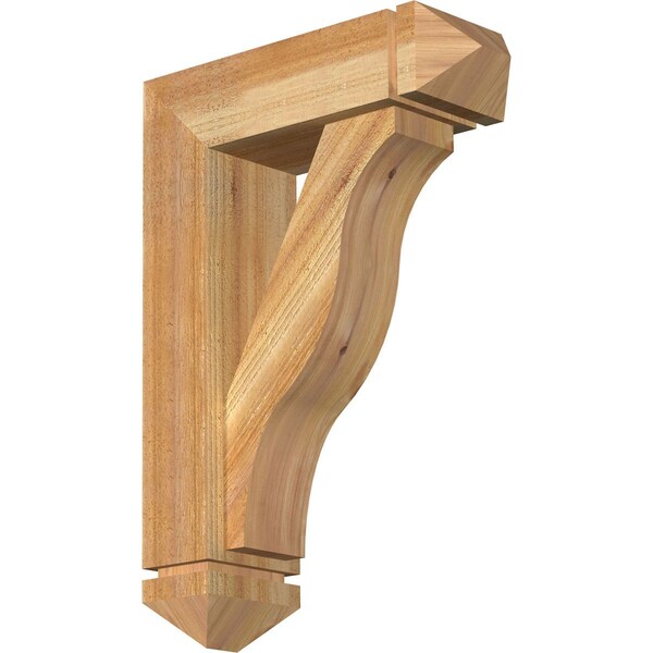 Ekena Millwork Funston Arts and Crafts Rough Sawn Bracket w/ Offset Brace, Western Red Cedar, 6"W x 18"D x 26"H BKT0604X18X26FST03RWR - main